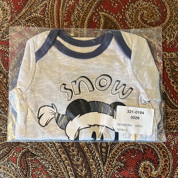 NWT Disney Baby Okie Dokie Mickey Mouse Bodysuits, Light Heather Gray - Picture 3 of 5